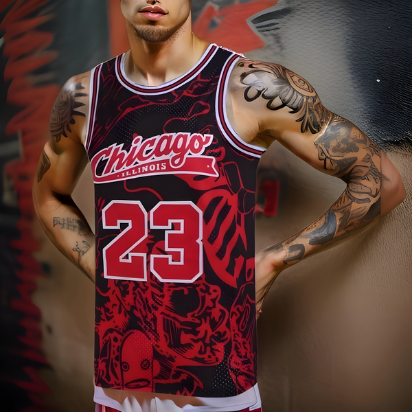 ^CHICAGO ILLINOIS GOAT 23^ Basketball Jerseys (Stitched Logos & Numbers)