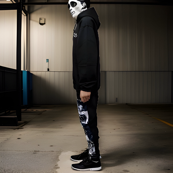 ^BLACK FLAG^ (BLACK) ~CREW POSSE~ EMBROIDERED HOODED JOGGER SWEATSUITS(CUT & SEW)