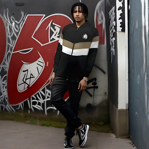 ^HUSTLE GANG^ (BLACK-MULTI) ZIP UP TRACK JACKETS