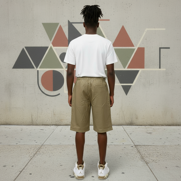 ^ABLANCHE^ ~KHAKI PLEATHER~ LINED SHORTS FOR MEN (CASUAL)