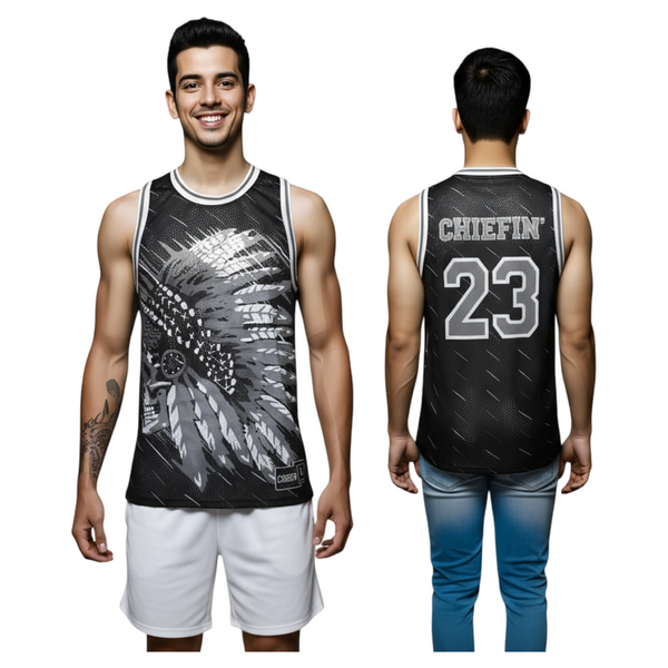 *CHIEFIN’ 23* BASKETBALL JERSEYS (BLACK-GREY)