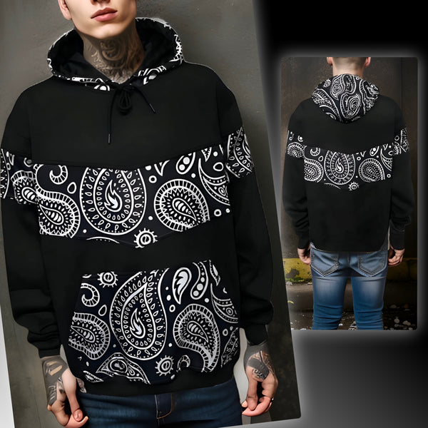 ^OUTFIT KINGS^ LUXURY BLACK BANDANA•* PULLOVER HOODIES (CUT & SEW COLLECTION)