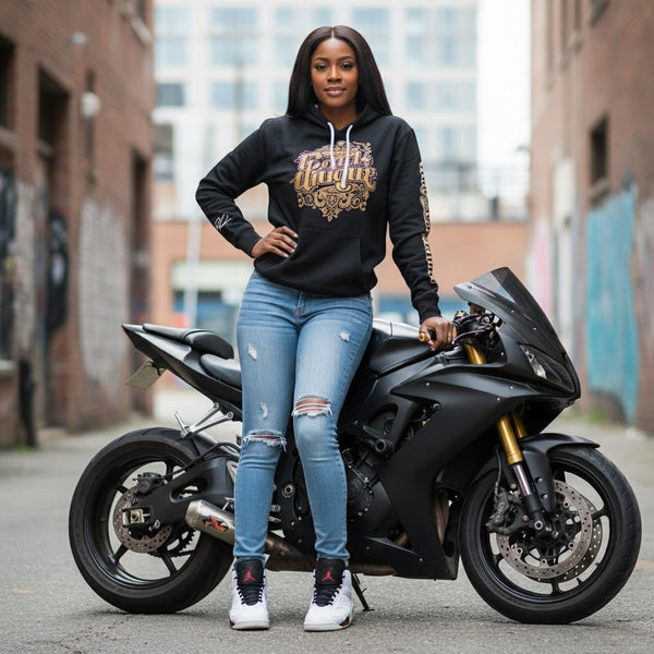 *BIGGY THREADS* (BLACK) ~GOLD DIGGER~ PULLOVER HOODIE (WOMEN’S)