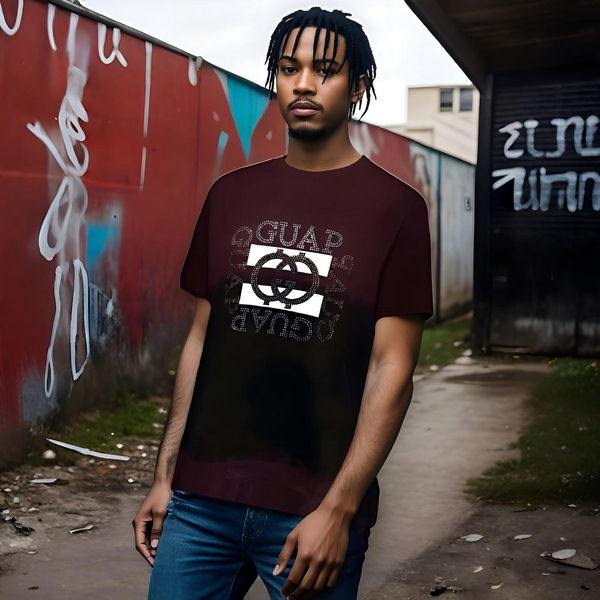 ^GUAP^ FANCY SHORT SLEEVE T-SHIRTS (BURGUNDY - BLACK TIE DYE)