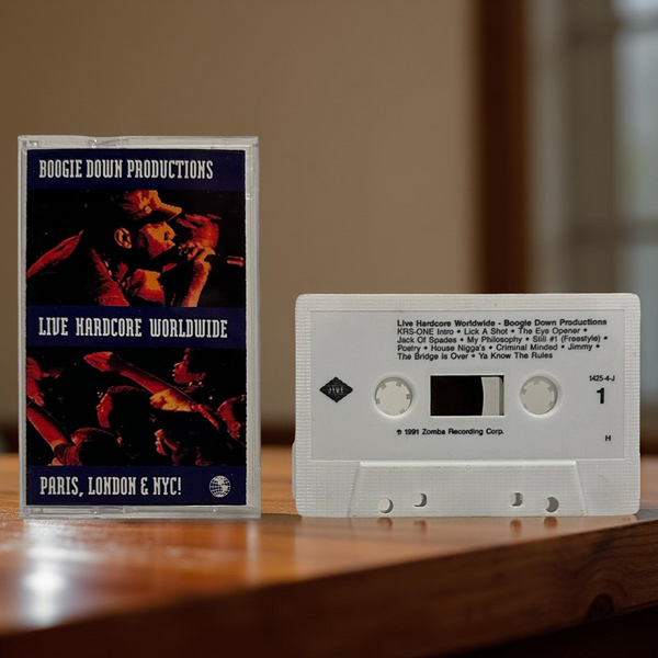 •BOOGIE DOWN PRODUCTIONS - LIVE! HARDCORE WORLDWIDE PARIS, LONDON & NYC!• ~1991 OG PRESSING~ (CASSETTE TAPE)