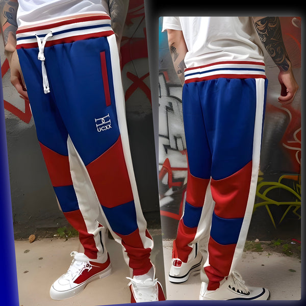 ^UCXX^ (BLUE-RED) TRACK PANTS (ACTIVEWEAR)