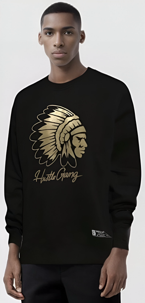 *HUSTLE GANG* (BLACK) ~SIMPLE CHIEF~ CREWNECK SWEATSHIRTS