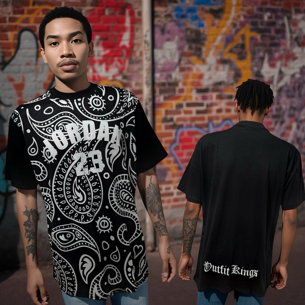 •JORDAN 23 - “WHITE PAISLEY”• Luxury big print tees (Cotton blends) (UP TO 5XL)