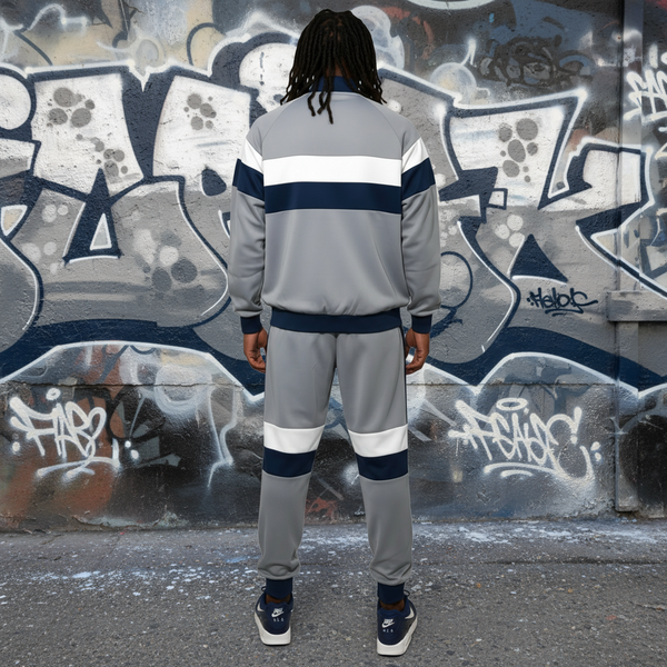 •HUSTLE GANG• (GREY-MULTI) ~SIMPLE CHIEF~ KNIT TRACKSUITS