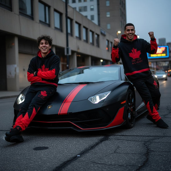 *ALL HEART* ~World Juniors Team Canada~ (BLACK-RED) •JOGGER SWEATSUITS• (Cut & Sew / Embroidery)