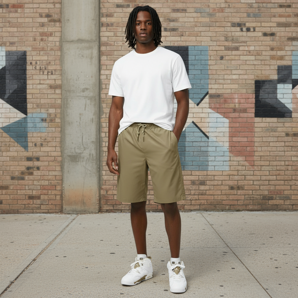 ^ABLANCHE^ ~KHAKI PLEATHER~ LINED SHORTS FOR MEN (CASUAL)