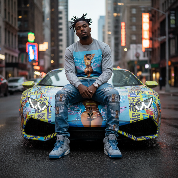 *HUSTLE GANG* (GREY) •LONG SLEEVE T-SHIRT•