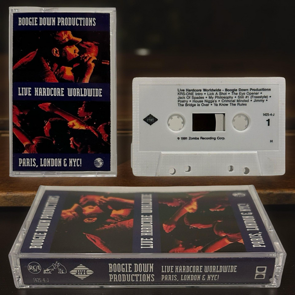 •BOOGIE DOWN PRODUCTIONS - LIVE! HARDCORE WORLDWIDE PARIS, LONDON & NYC!• ~1991 OG PRESSING~ (CASSETTE TAPE)