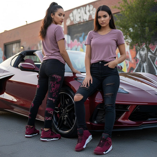 *BELLA CANVAS* (BURGUNDY) LIGHTWEIGHT T-SHIRTS FOR WOMEN