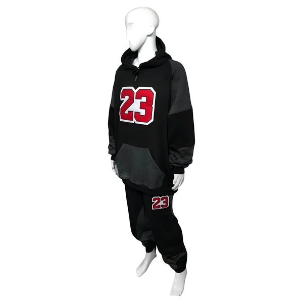 •23• (BLACK-DARK GREY) LUXURY JOGGER SWEATSUITS (CUT & SEW)