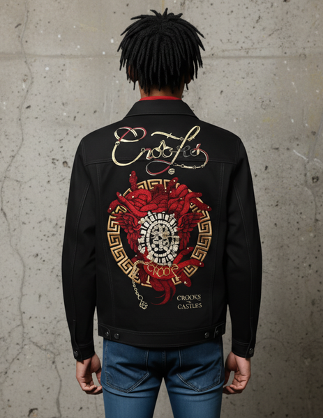 *CROOKS & CASTLES* (BLACK) ~DENIM BUTTON UP JACKETS FOR MEN~