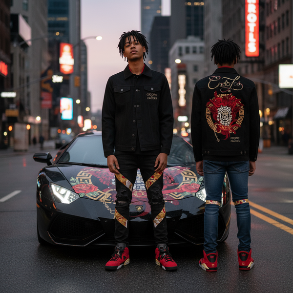 *CROOKS & CASTLES* (BLACK) ~DENIM BUTTON UP JACKETS FOR MEN~