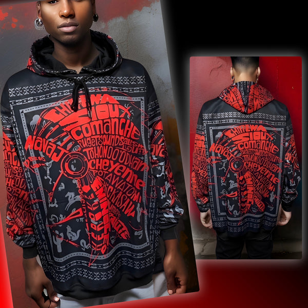 ^TRIBE VIBES^ (RED-GREY-BLACK) PULLOVER HOODIES