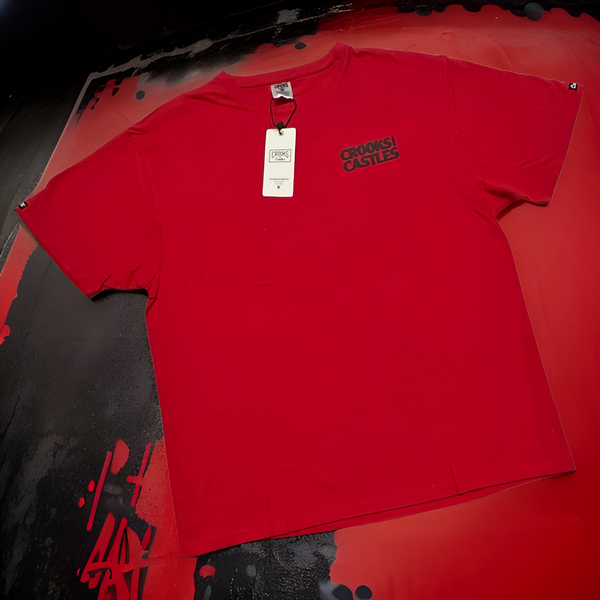 *CROOKS & CASTLES* (RED) ~BULLET BANDUSA~ SHORT SLEEVE TEES FOR MEN