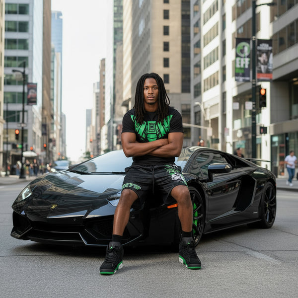 *CHIEFIN’ 23* (BLACK-GREEN) MESH BASKETBALL SHORTS