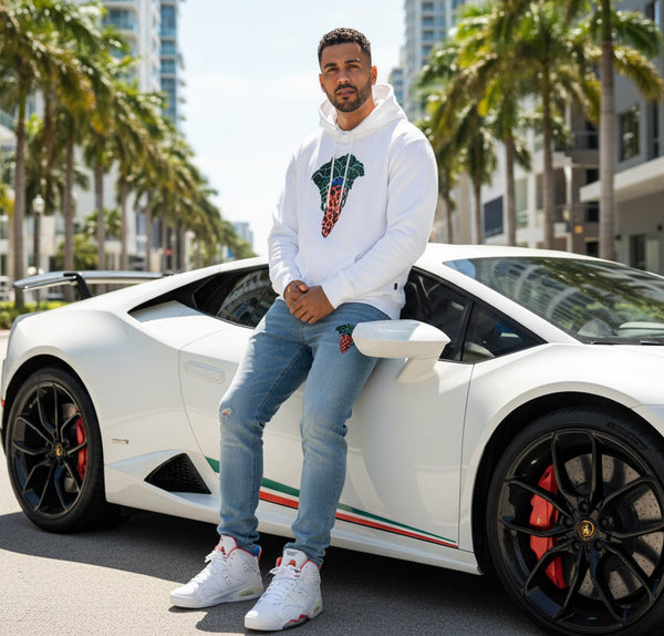 *CROOKS & CASTLES* (WHITE) ~JUNGLE~ PULLOVER HOODIES FOR MEN