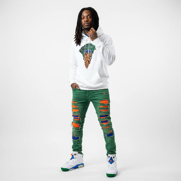 *CROOKS & CASTLES* (WHITE) ~JUNGLE~ PULLOVER HOODIES FOR MEN