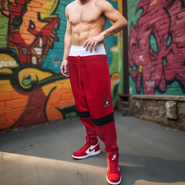 ^SEAN JOHN^ (RED-MULTI) POLYESTER JOGGER SWEATPANTS (XB SIZED)