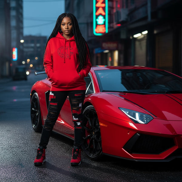 *CROOKS & CASTLES* (RED) ~C-CHAIN~ PULLOVER HOODIES FOR WOMEN