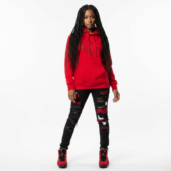 *CROOKS & CASTLES* (RED) ~C-CHAIN~ PULLOVER HOODIES FOR WOMEN