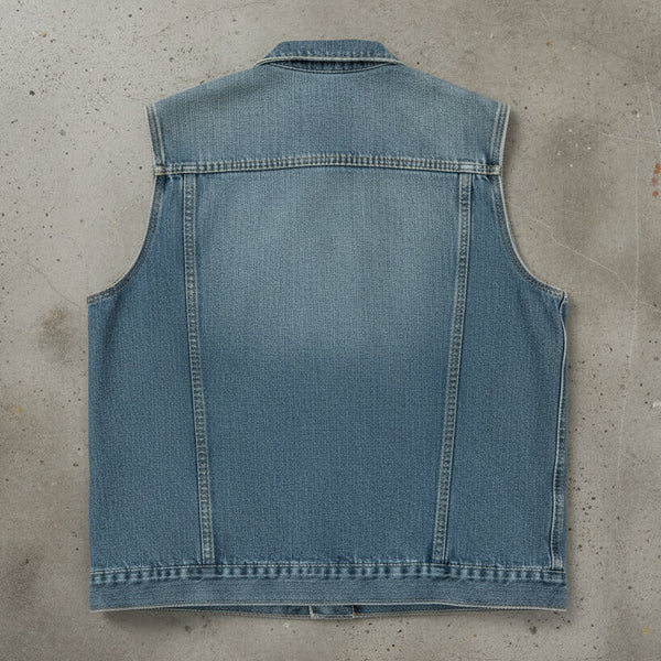 *Spiked Denim Vest* (UNISEX) (XL) •21” Pitt to Pitt•