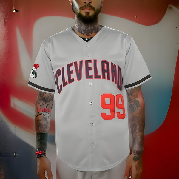 ^CLEVELAND 99 VAUGHN^ Button Up Baseball Jersey (Stitched Logos & Numbers)