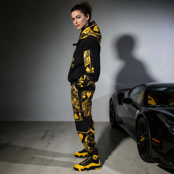 •QUEEN OF HEARTS• LUXURY *GOLD* CUT & SEW SWEATSUITS (EMBROIDERED LOGOS)
