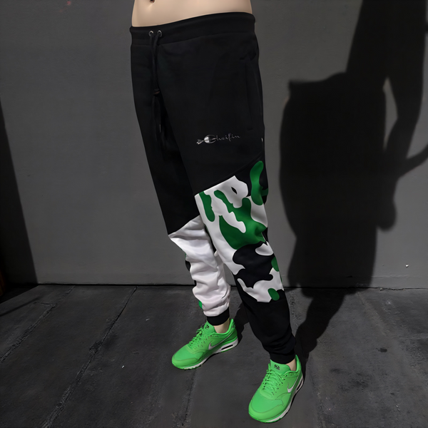 •CHAMPION CHIEF• LUXURY (GREEN CAMOUFLAGE) JOGGER SWEATPANTS (CUT & SEW)