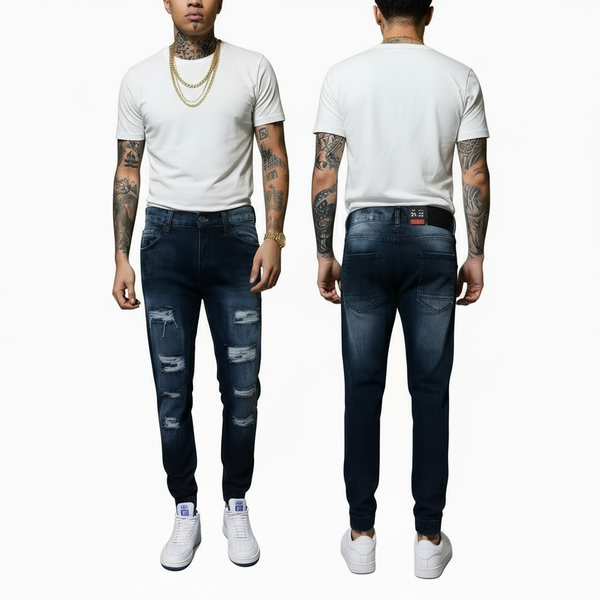 *SOUTHPOLE* (DARK SAND BLUE) ~RIPPED DENIM FOFR MEN~ (34'' x 32'')