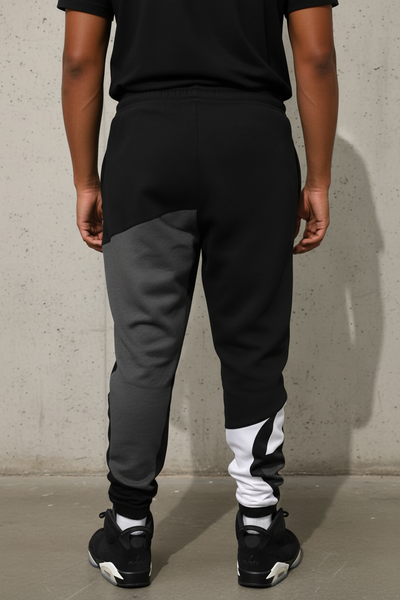 *CHAMPION CHIEF* LUXURY (BLACK-MULTI) JOGGER SWEATPANTS (CUT & SEW) (EMBROIDERED LOGO)