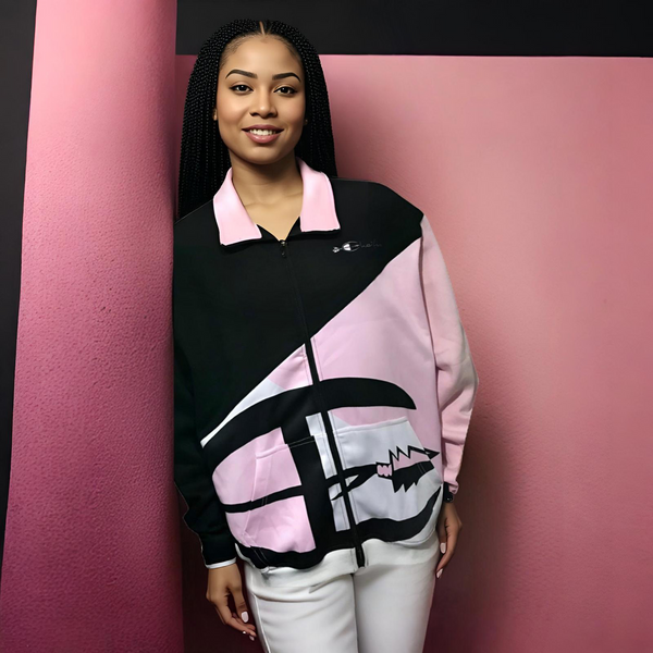 ^CHAMPION CHIEF^ LUXURY (PINK-MULTI) ZIP UP TRACK JACKETS (UNISEX) (COLLARED))