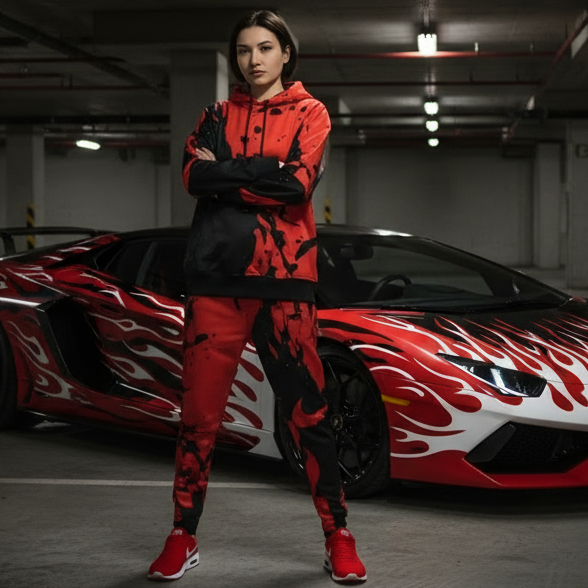 *SWOOSH* JOGGER SWEATSUITS FOR WOMEN (HOODED) (FLEECY SOFT LINED)