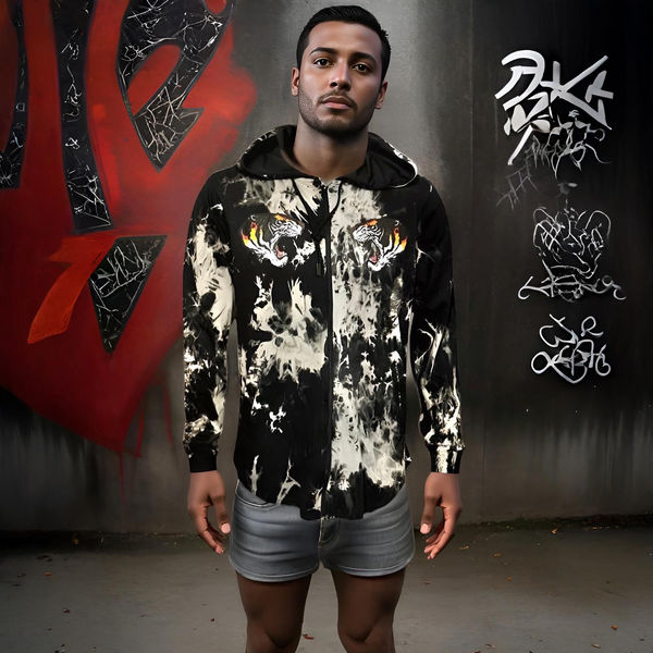 ^CAMP CLOTHING CO.^ *FLYING TIGERS* TIE DYE LIGHT WEIGHT ZIP UP HOODIES