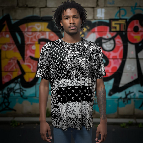 •PAISLEY T-SHIRT• ~Black & White~ *Light summer activewear*