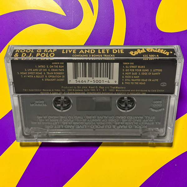 •KOOL G. RAP & D.J. POLO ~ LIVE AND LET DIE• ~1992 OG PRESSING~ (CASSETTE TAPE) (3)