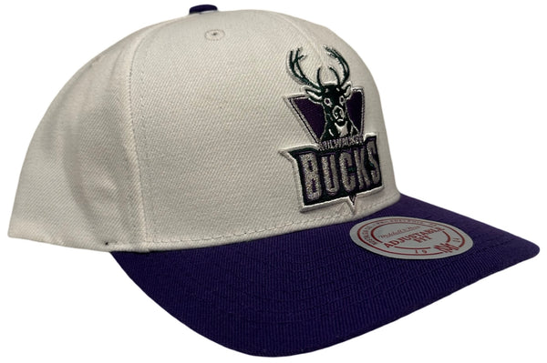 *Milwaukee Bucks* curved beak snapback hats by Mitchell & Ness