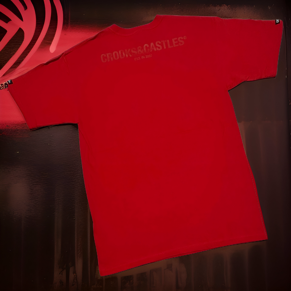 *CROOKS & CASTLES* (RED) ~BANDUSA CHAIN~ SHORT SLEEVE T-SHIRT