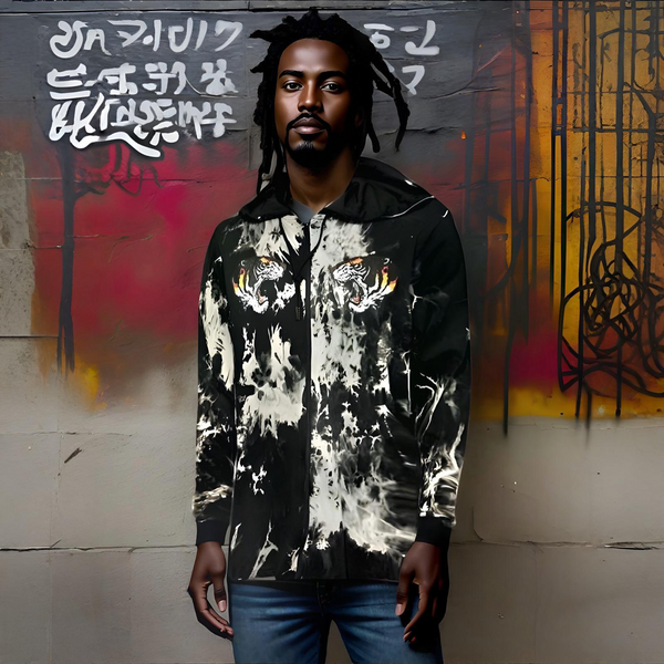 ^CAMP CLOTHING CO.^ *FLYING TIGERS* TIE DYE LIGHT WEIGHT ZIP UP HOODIES