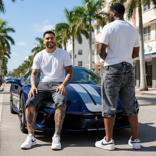 *SOUTHPOLE*’ (ACID BLUE) ~RIPPED DENIM SHORTS~ (WAIST 30'')