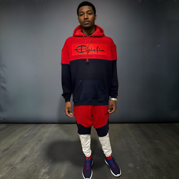 ^CHAMPION CHIEFIN’^ (RED-NAVY-WHITE) FULL HOODED SWEATSUITS (UNISEX)