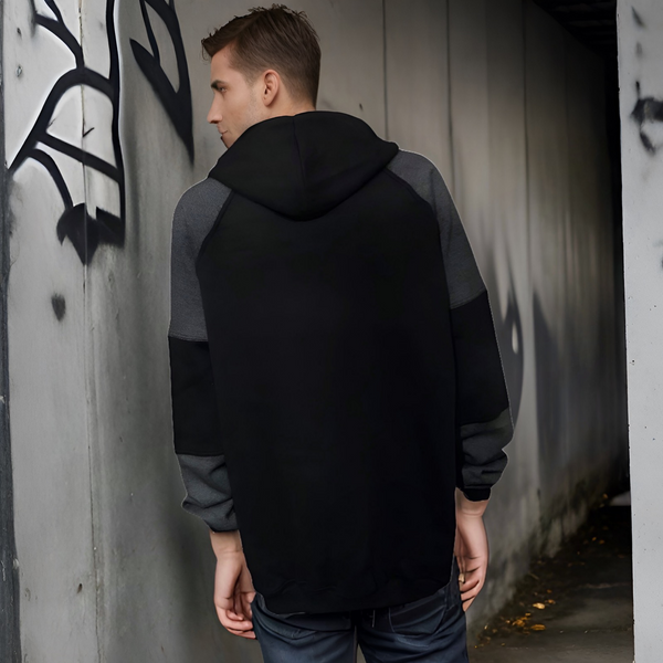 ^23^ (BLACK-DARK GREY) LUXURY PULLOVER HOODIES (CUT & SEW)