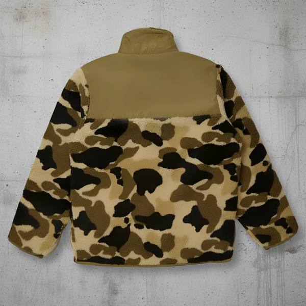 *CROOKS & CASTLES* (CAMO- NYLON WOVEN POCKET) FULL ZIP SHERPA JACKETS (MID-WEIGHT)