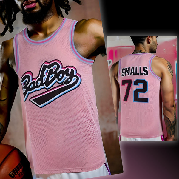 ^BAD BOY 72 SMALLS^ Basketball Jerseys (Stitched Logos & Numbers)