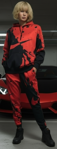 *SWOOSH* JOGGER SWEATSUITS FOR WOMEN (HOODED) (FLEECY SOFT LINED)