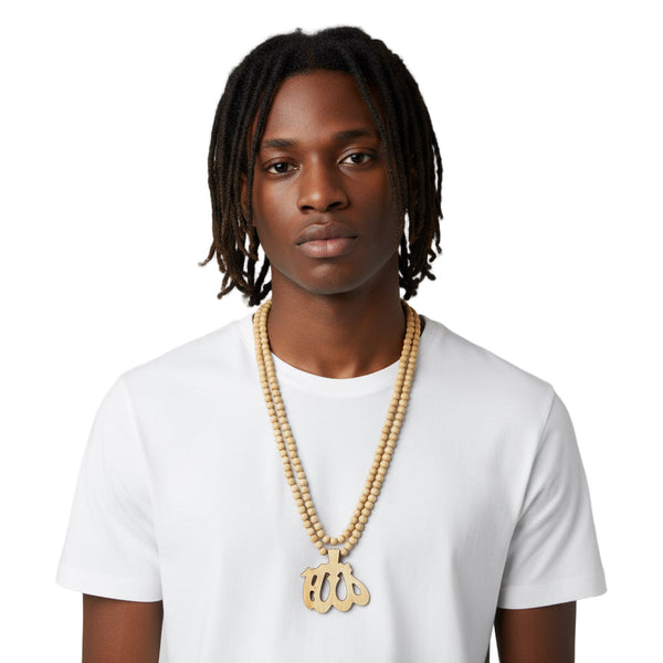 *<WOOD BEADED PENDANT SETS>* *ALLAH*